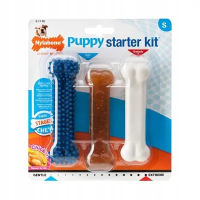 Nylabone Puppy Chew starterkit kipsmaak – 3 kauwspeeltjes, tot 11 kg