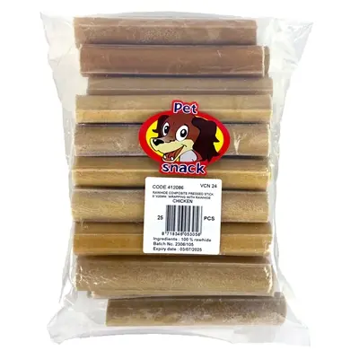 Petsnack geperste staaf met kip 5 inch – buffelhuid, 25 stuks - Afbeelding 4
