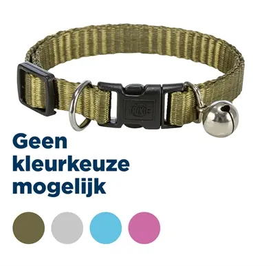 Trixie kattenhalsband met belletje – assorti kleuren, verstelbaar