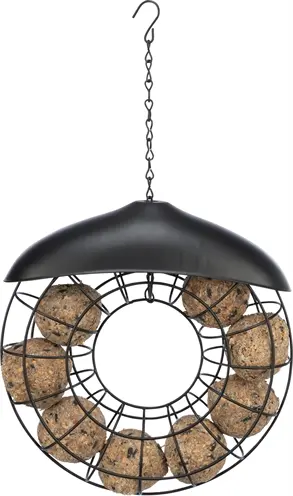 Trixie mezenbolhouder rond met dak zwart 24 cm – voor 8 bollen