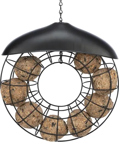 Trixie mezenbolhouder rond met dak zwart 24 cm – voor 8 bollen - Afbeelding 2