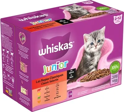 Whiskas Junior kattenvoer Classic Selectie vlees in saus 4 x 12 x 85 g - Afbeelding 4
