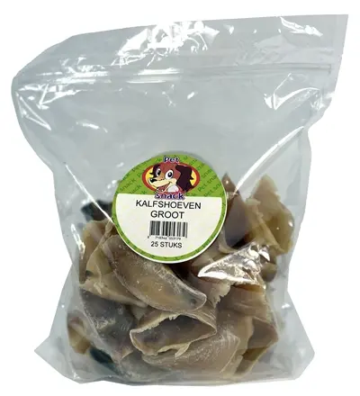 Petsnack kalfshoeven groot 25 stuks – kauwsnack voor honden