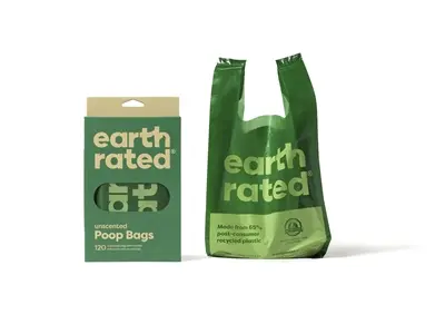 Earth Rated poepzakjes met handvaten geurloos 120 stuks – extra groot