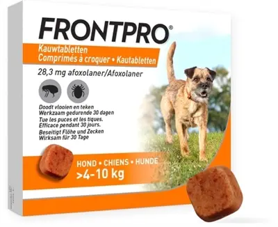 Frontline Frontpro kauwtabletten hond M 4-10 kg – 3 tabletten