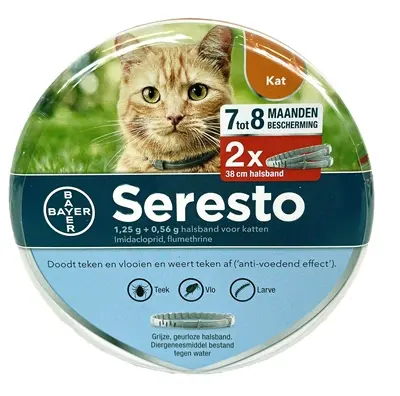 Seresto teken- en vlooienband kat 38 cm – set van 2 halsbanden
