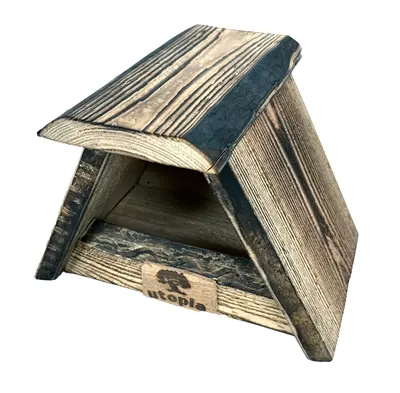 Utopia nestkast roodborst en merel 20 x 28 x 18 cm – gebrand douglashout - Afbeelding 4