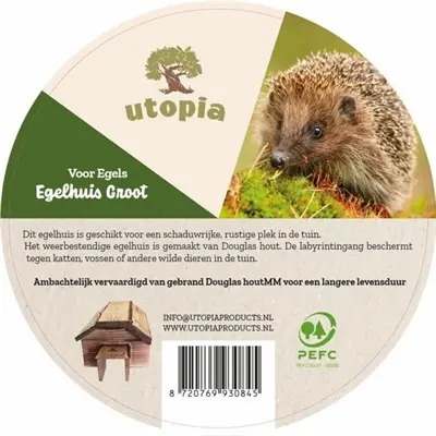 Utopia egelhuis gebrand douglas hout 68 x 42 x 31 cm – met labyrintingang - Afbeelding 6