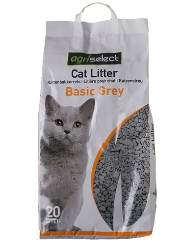 Agriselect Basic Grey kattenbakvulling grove korrels 20 liter