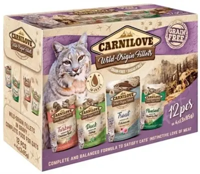 Carnilove natvoer kat pouch multipack 12 x 85 g – 4 smaken, graanvrij