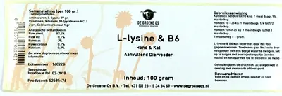De Groene Os L-Lysine/B6 poeder 100 g – hond en kat - Afbeelding 4