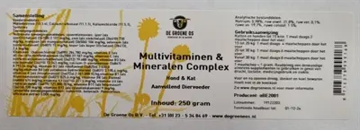 De Groene Os multivitaminen/mineralen complex 250 g – hond en kat - Afbeelding 4