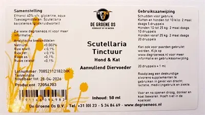 De Groene Os Scutellaria tinctuur 50 ml – supplement hond en kat - Afbeelding 4