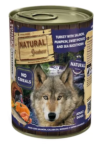 Natural Greatness hondenvoer kalkoen, zalm en pompoen 400 g – graanvrij
