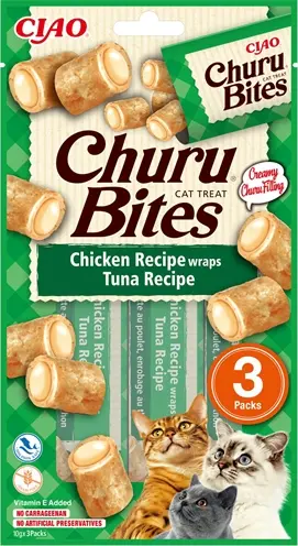 Inaba Churu Bites kattensnack kip met tonijn 3 x 10 g
