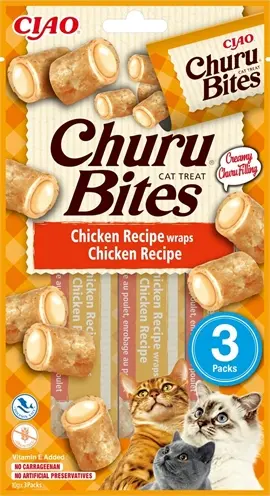 Inaba Churu Bites kattensnack kip 3 x 10 g – wraps met crèmevulling