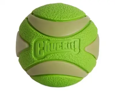 Chuckit Max Glow Ultra Squeaker hondenbal M 6 cm – groen, glow in the dark
