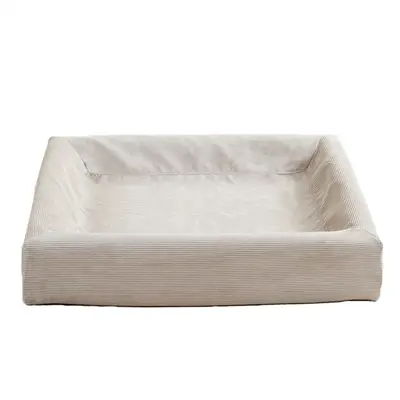 Bia Bed rib hoes hondenmand zand 85 x 70 x 15 cm – corduroy, maat 4