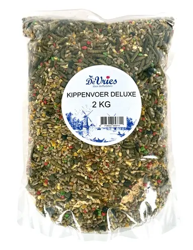 De Vries kippenvoer Deluxe 2 kg – met meelwormen en fruitkorrels