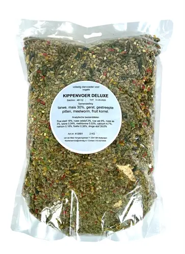 De Vries kippenvoer Deluxe 2 kg – met meelwormen en fruitkorrels - Afbeelding 4