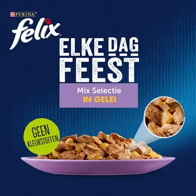 Felix kattenvoer Elke Dag Feest gelei 80 x 85 g – tonijn, kabeljauw, rund - Afbeelding 5