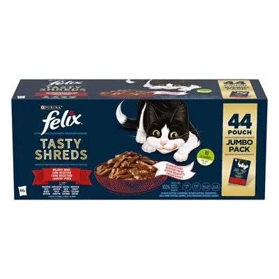 Felix kattenvoer Heerlijke Reepjes Farm Selectie in saus 44 x 85 g