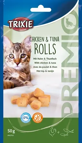 Trixie Premio kattensnack kip en tonijn rolletjes 50 g – glutenvrij