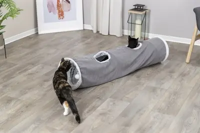 Trixie Harvey speeltunnel voor katten 116 x 27 cm – velours, grijs - Afbeelding 8