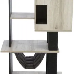 Trixie krabpaal Citystyle grijs/zwart 98 cm – met grot en hangmat - Afbeelding 1