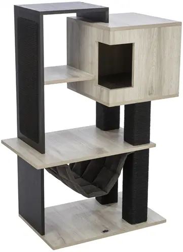 Trixie krabpaal Citystyle grijs/zwart 98 cm – met grot en hangmat - Afbeelding 2