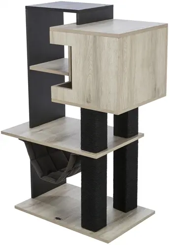 Trixie krabpaal Citystyle grijs/zwart 98 cm – met grot en hangmat - Afbeelding 3