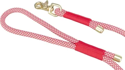 Trixie hondenriem Soft Rope rood/crème 100 x 1 cm – met gouden details - Afbeelding 2