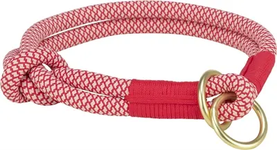 Trixie half-slip halsband Soft Rope rood/crème 40 x 1 cm – zonder ketting
