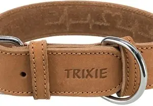 Trixie halsband Rustic vetleer Heartbeat bruin 34-40 x 3 cm – met D-ring - Afbeelding 1