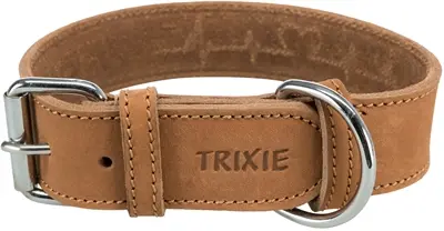 Trixie halsband Rustic vetleer Heartbeat bruin 34-40 x 3 cm – met D-ring