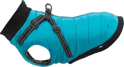 Trixie hondenjas Pontis aqua 45 cm – met geïntegreerd tuig, waterafstotend