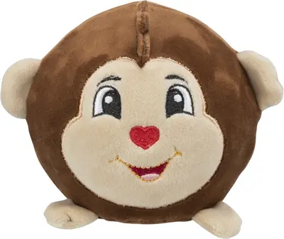 Trixie hondenspeelgoed aap rond pluche 11 cm – geluidloos, 2 stuks