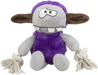 Trixie hondenspeelgoed monster pluche paars 32 cm – touwkern, 2 stuks