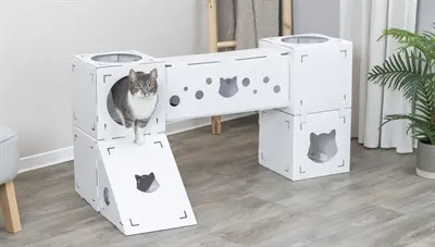 Trixie kattenmeubel Finca Felice karton wit 125 x 62 x 62 cm – met tunnel - Afbeelding 7