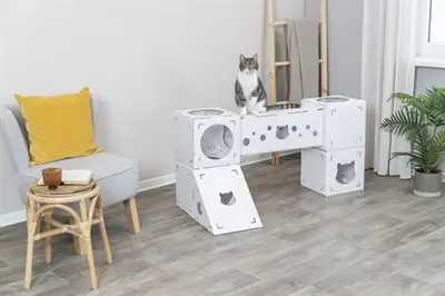 Trixie kattenmeubel Finca Felice karton wit 125 x 62 x 62 cm – met tunnel - Afbeelding 8