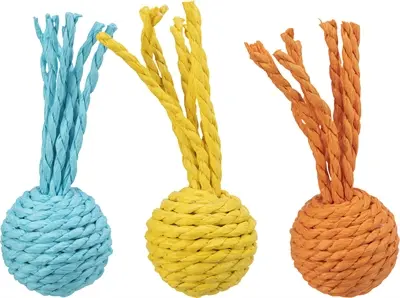 Trixie kattenspeelgoed ratelbal papieren koord 4 x 11 cm – 24 stuks