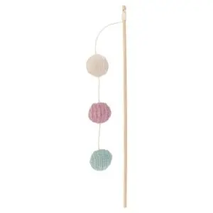 Trixie kattenhengel hout met 3 balletjes en catnip 40 cm – 4 stuks - Afbeelding 1