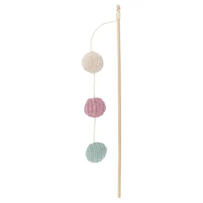 Trixie kattenhengel hout met 3 balletjes en catnip 40 cm – 4 stuks