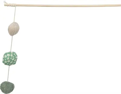 Trixie kattenhengel hout met 3 balletjes en catnip 40 cm – 4 stuks - Afbeelding 2