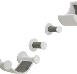 Trixie kattenklimset voor aan de muur wit/grijs – 4 klimelementen - Afbeelding 1