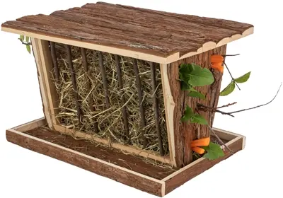 Trixie hooiruif met bodem en deksel schorshout 40 x 30 x 22 cm