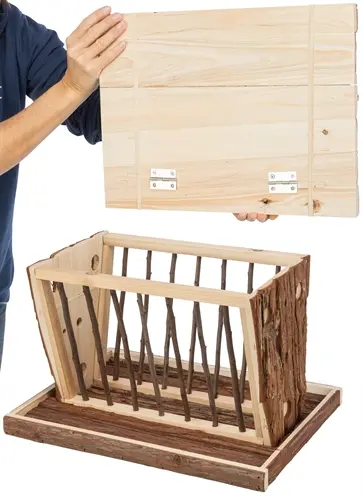 Trixie hooiruif met bodem en deksel schorshout 40 x 30 x 22 cm - Afbeelding 7