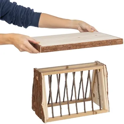 Trixie hooiruif met bodem en deksel schorshout 40 x 30 x 22 cm - Afbeelding 8