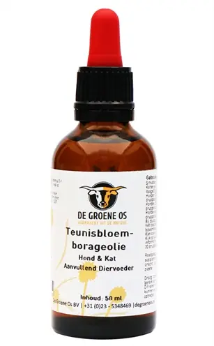 De Groene Os teunisbloem-borageolie 50 ml – supplement hond en kat