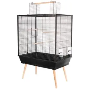 Zolux vogelkooi Neo Jili zwart 78 x 48 x 112 cm – houten zitstokken - Afbeelding 1
